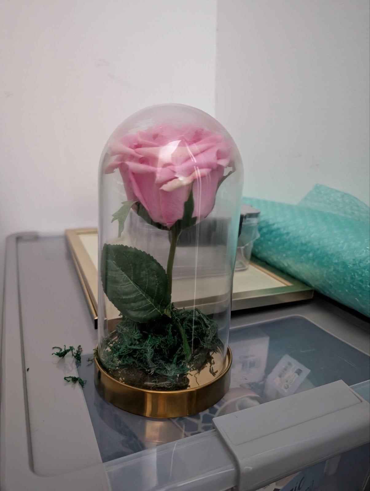 Betoverende Roze Roos in Glazen Stolp - Eeuwige Schoonheid, Nieuw, Roze, Ophalen of Verzenden, Modern