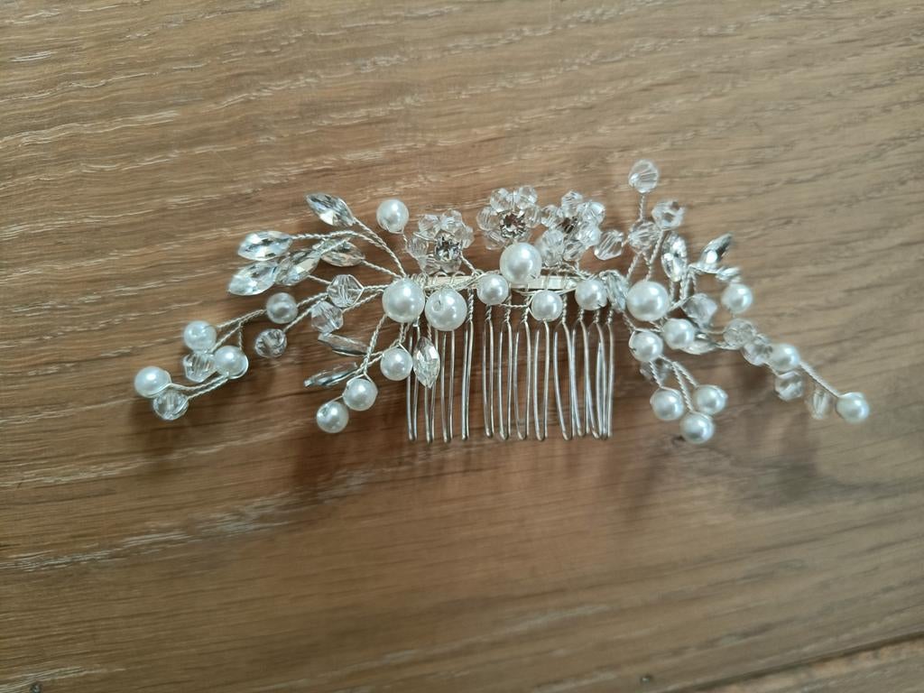 Zilverkleurig haar sieraad voor bruid of bruidsmeisje, Ophalen of Verzenden, Zo goed als nieuw
