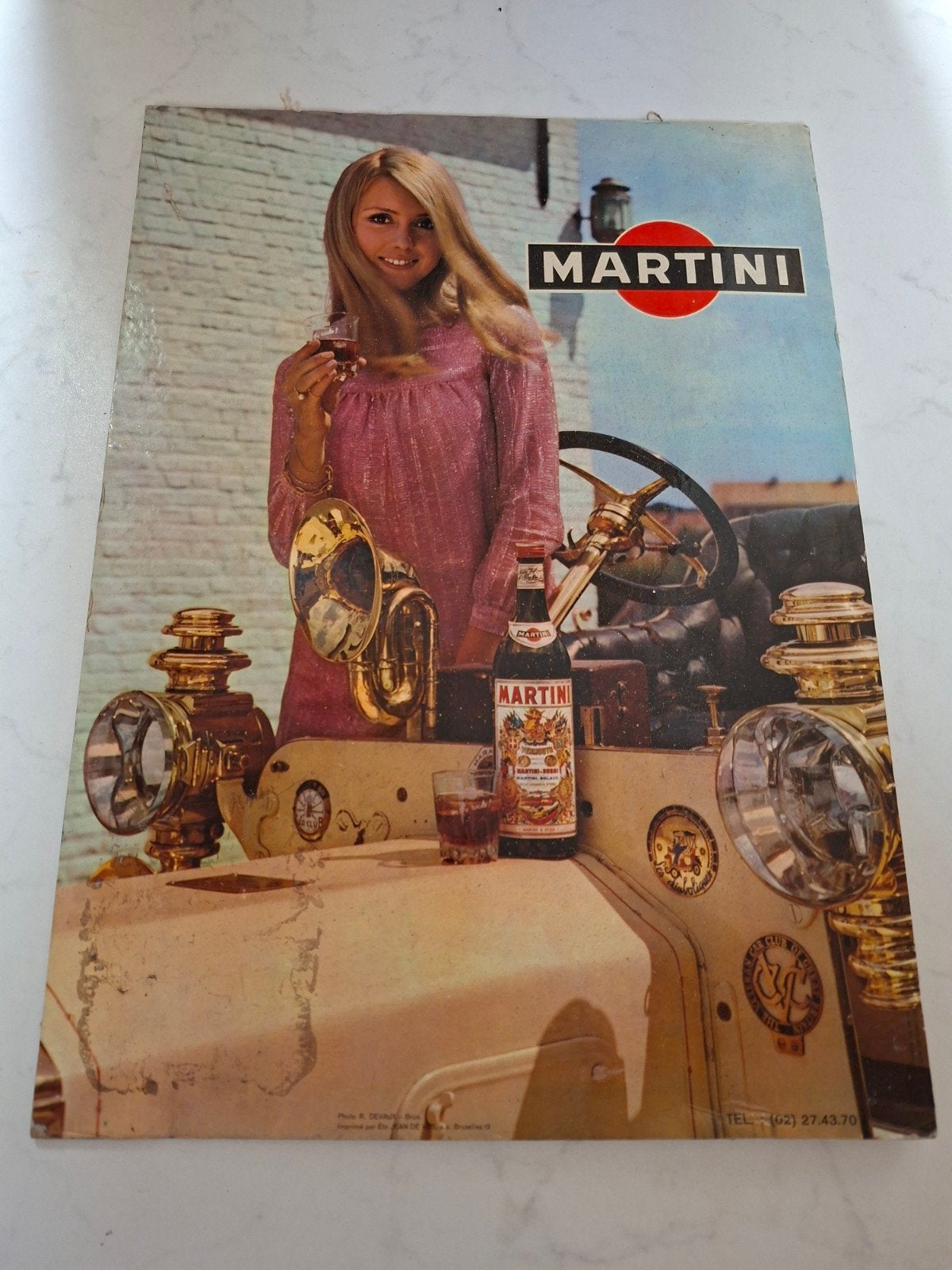 Vintage Martini reclame- Dame met Martini, Ophalen of Verzenden, Gebruikt, Reclamebord