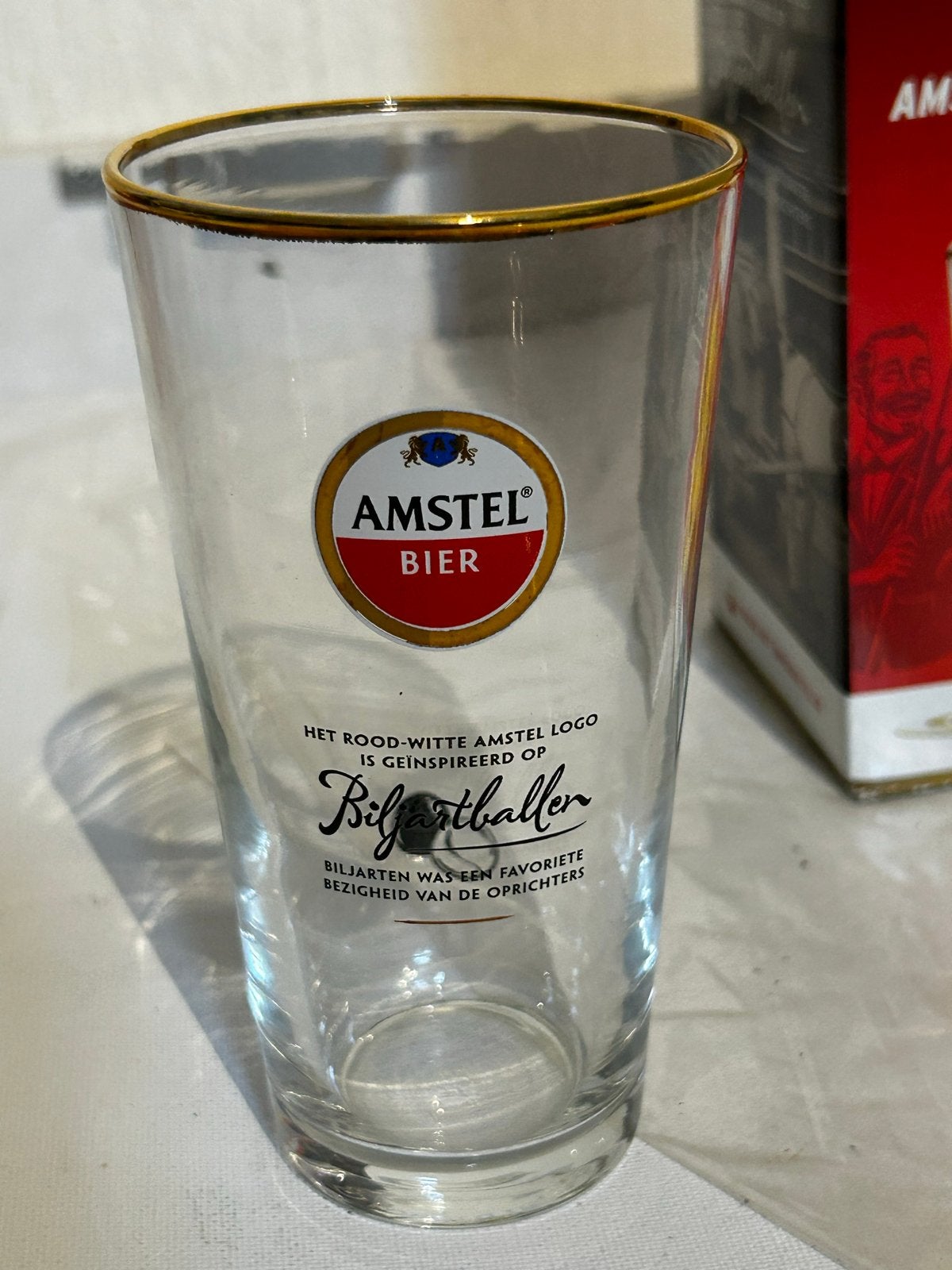 Amstel Bier Biljartballen Glas - Vintage Bierglas, Verzamelen, Biermerken, Ophalen of Verzenden, Nieuw, Glas of Glazen, Amstel