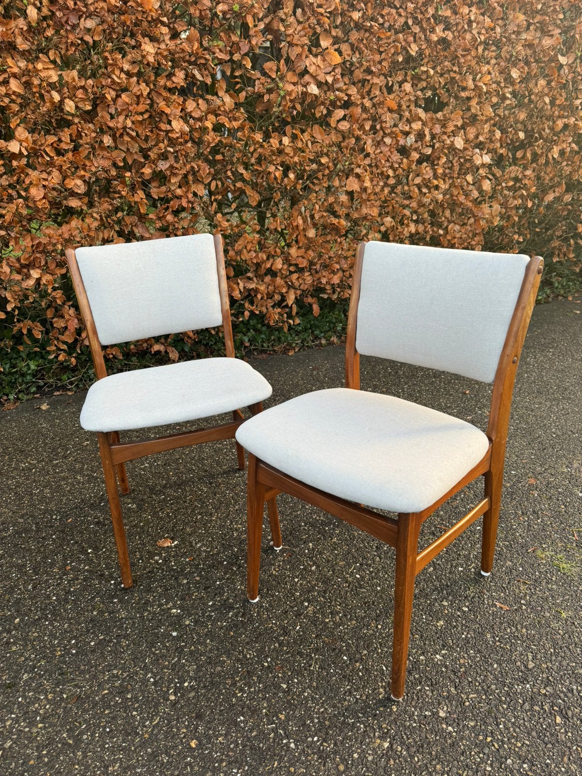 2 eetkamerstoelen vintage teak jaren 60 SETPRIJS, Huis en Inrichting, Stoelen, Ophalen, Twee, Bruin, Zo goed als nieuw