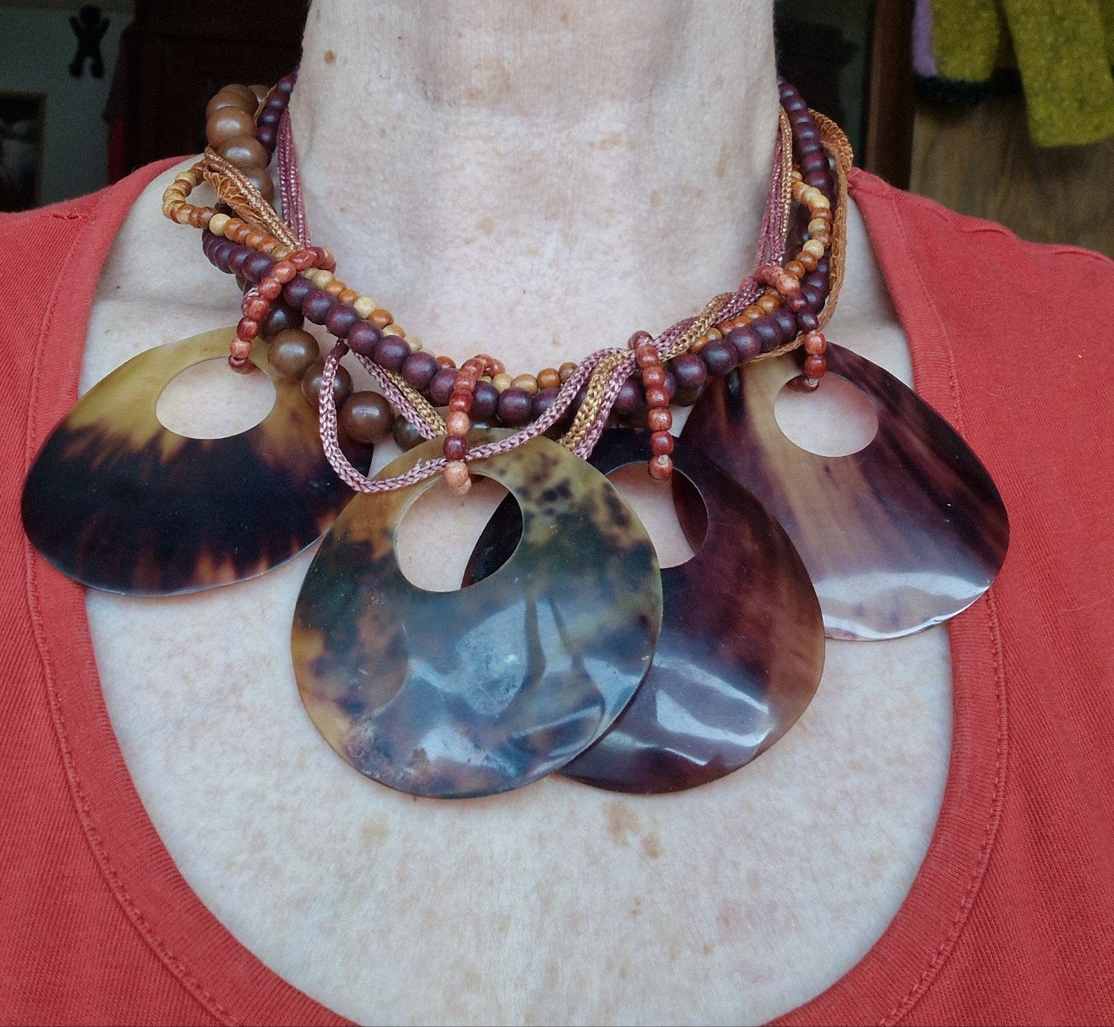 mooie ketting, Verzenden, Gebruikt, Bruin, Overige materialen