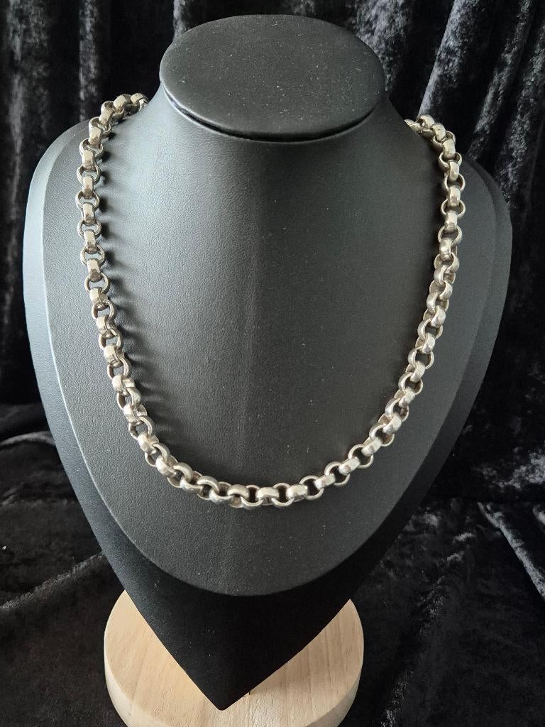 Zware zilveren Jasseron ketting 220, Sieraden, Tassen en Uiterlijk, Kettingen, Zilver zolder, Ophalen of Verzenden, Zo goed als nieuw