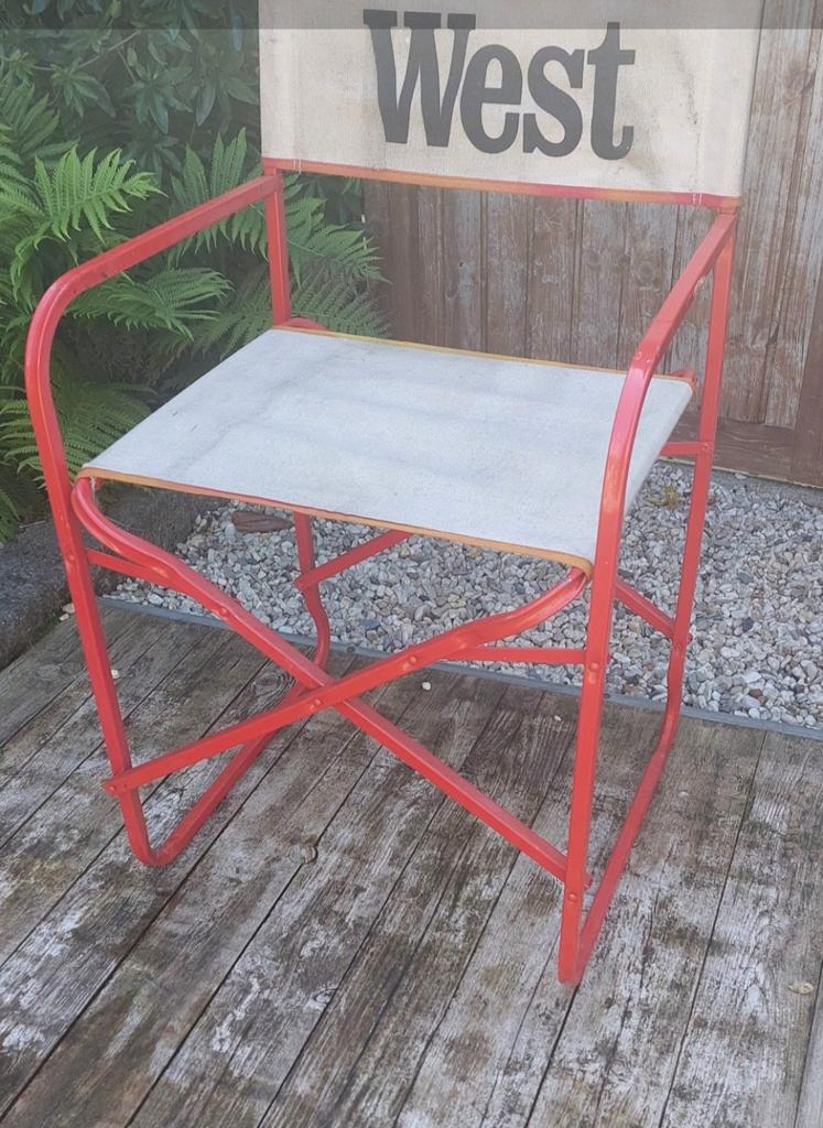 regisseurs stoel jaren 70,80 vintage stoel inklapbaar, Ophalen, Gebruikt, Vintage inklapbare regisseur stoel, Stof