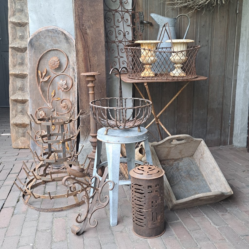 Frans oud brocante flessenrek kan trog rek ornament *Etage3*, Gebruikt, ., Ophalen of Verzenden, .