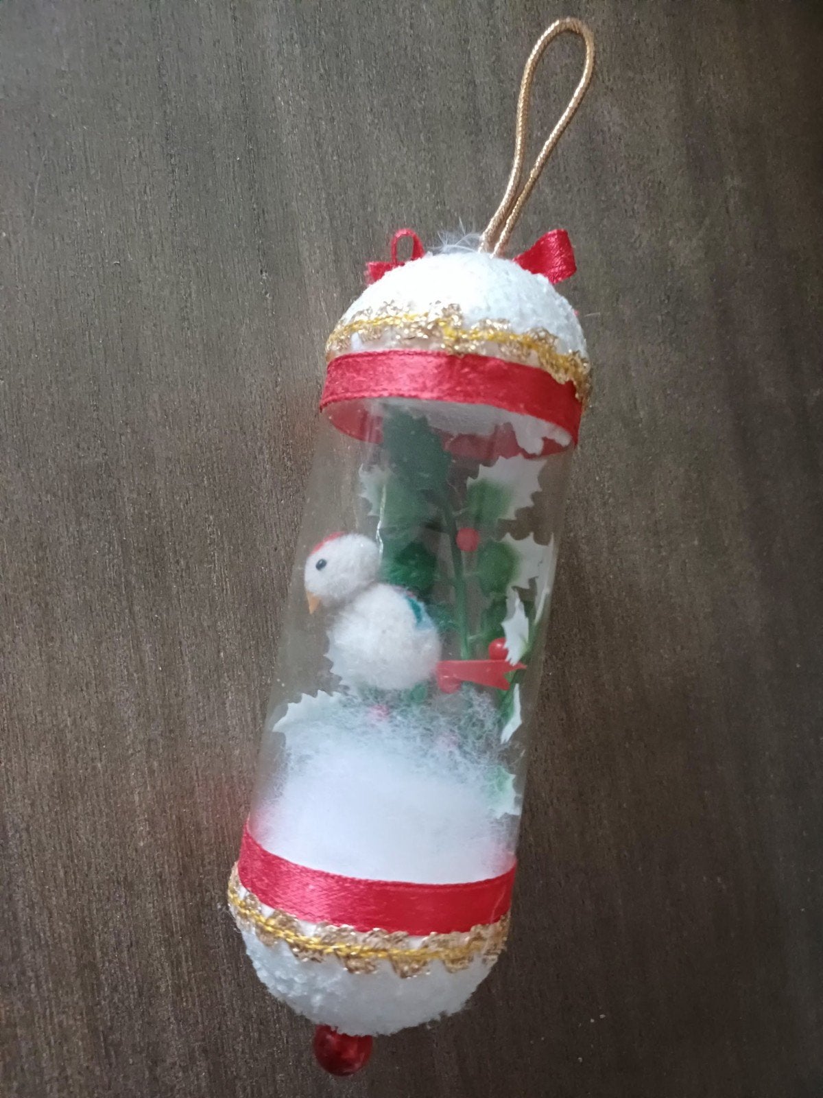 Oude kerstbal diorama Tube met vogel, Diversen, Kerst, Ophalen of Verzenden
