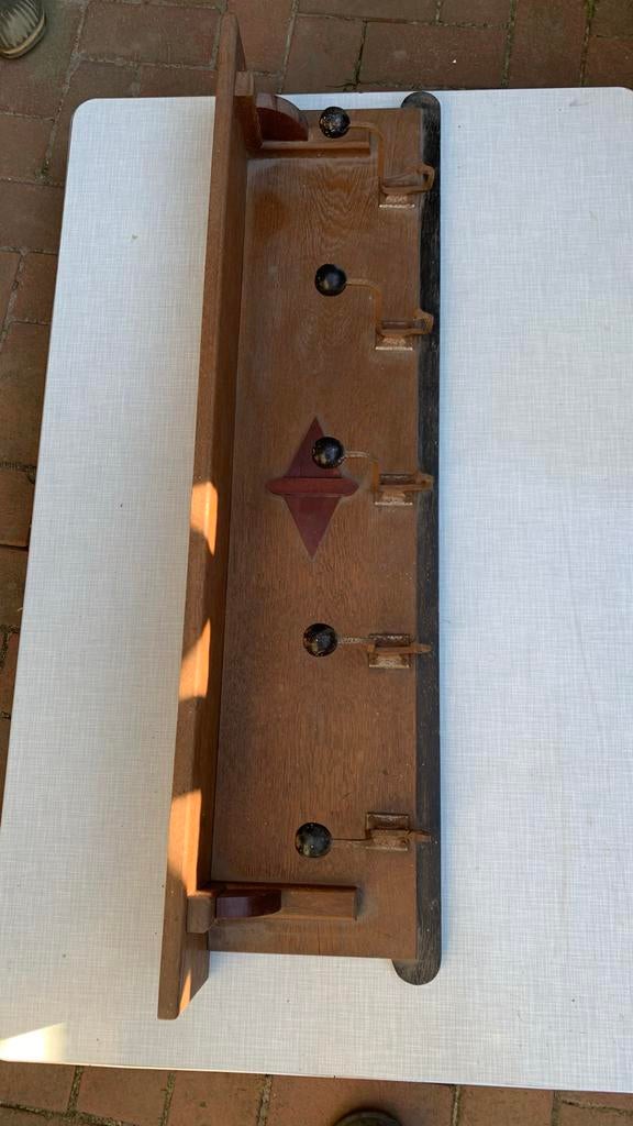 Vintage houten wandkapstok met 5 haken, Ophalen, Gebruikt, Hout, Wandkapstok