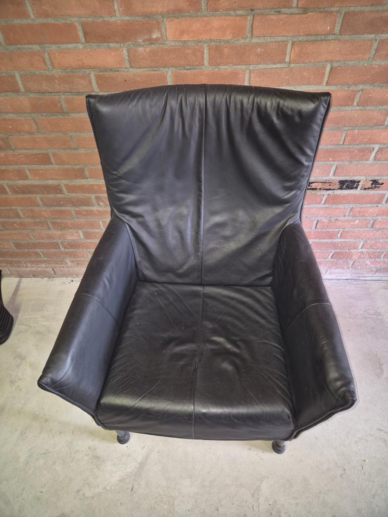 Montis Charly fauteuil - Zwart leer, Huis en Inrichting, Fauteuils, Ophalen, Gebruikt, 75 tot 100 cm, Modern, Design