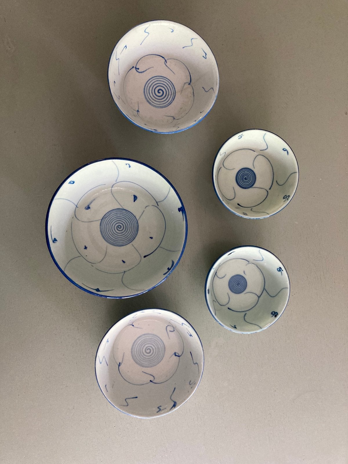 5 oude Chinese kommetjes blauw, Antiek en Kunst, Ophalen of Verzenden