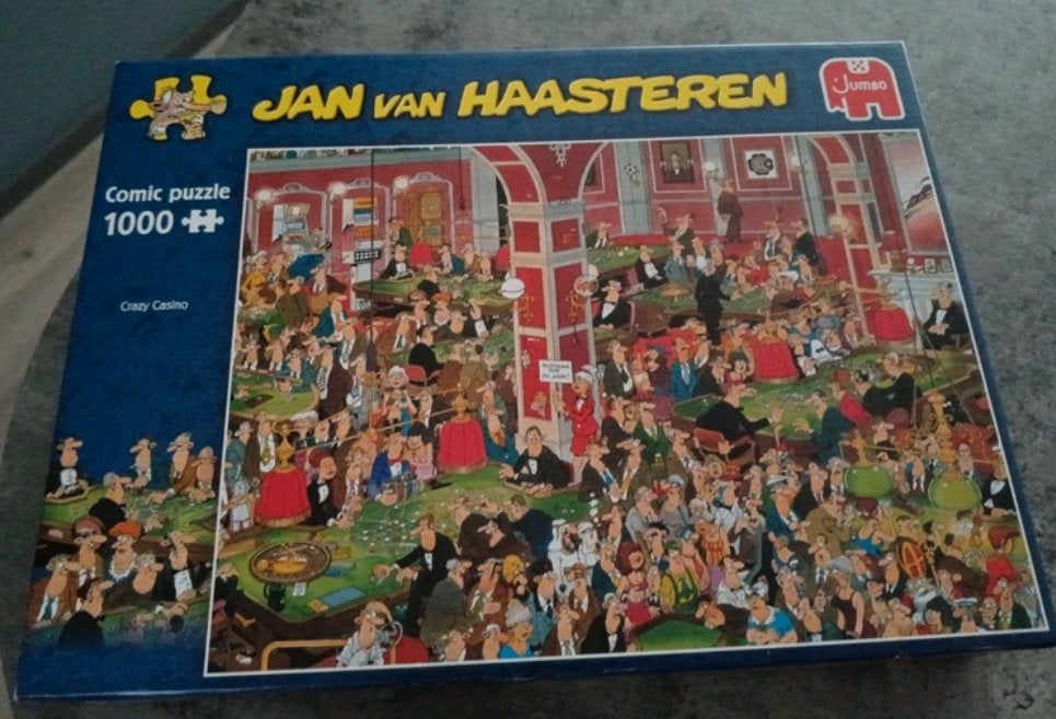Puzzel 1000 stukjes jan van haasteren crazy casino, Ophalen of Verzenden, 500 t/m 1500 stukjes, Zo goed als nieuw