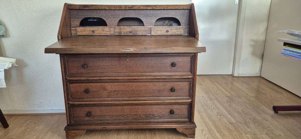 Bruine antieke secretaire, Ophalen, Gebruikt, Antiek/Vintage