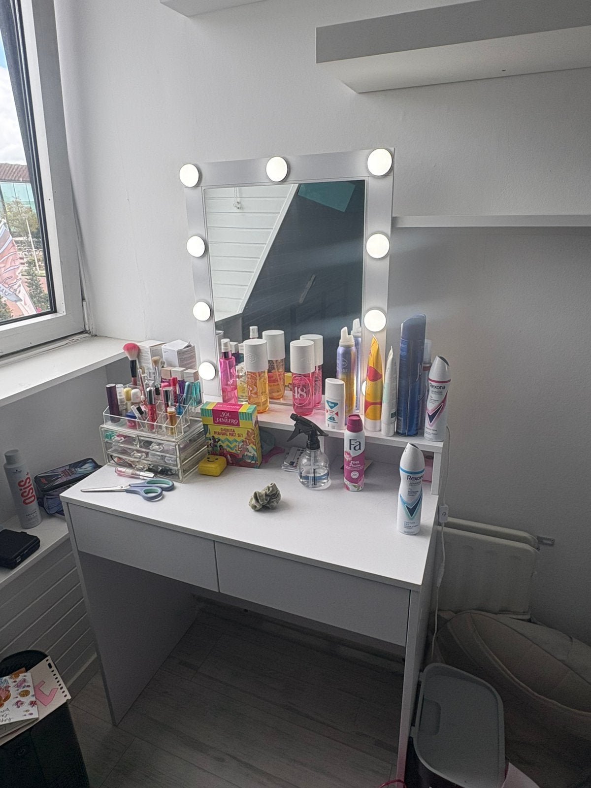 Make up tafel, wit met lampjes, Ophalen, Zo goed als nieuw, 50 tot 100 cm, Minder dan 100 cm