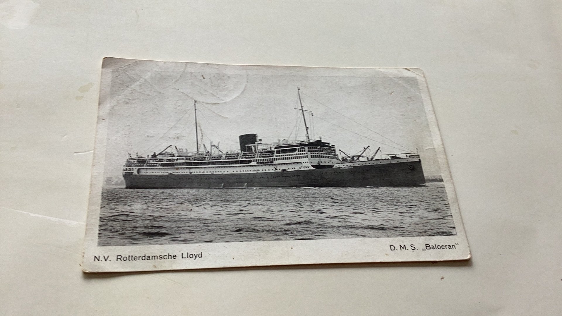 Rotterdam Lloyd DMS Baloeran, Ophalen of Verzenden, Zo goed als nieuw, Kaart, Foto of Prent