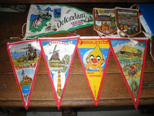 Set Vintage Nederlandse Souvenirwimpels en Vaantjes, Ophalen, Gebruikt