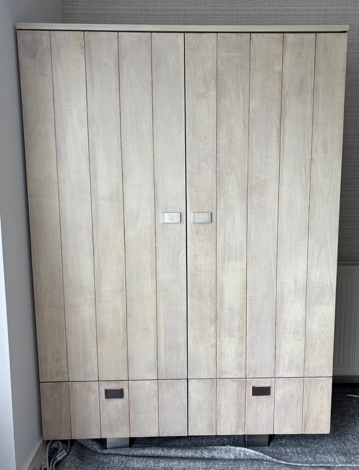 Acacia houten kast | White wash | 120 x 45 x 172 cm (BxDxH), Ophalen