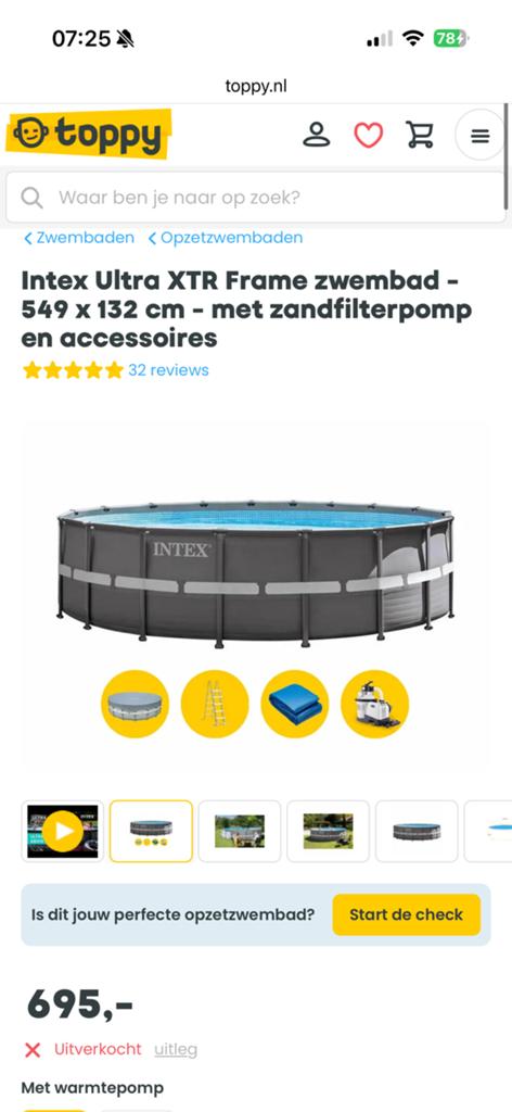 Overcompleet groot Intex Zwembad - topkwaliteit -550 cm, Tuin en Terras, Rond, 300 cm of meer, Zo goed als nieuw, Ophalen