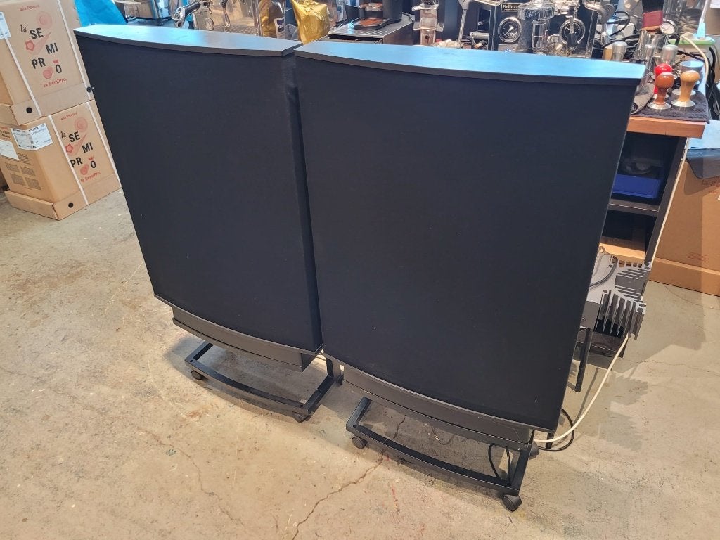 Quad ESL-63 elektrostatische luidsprekers, Vloerstaande luidspreker, Gebruikt, 60 tot 120 watt, Ophalen
