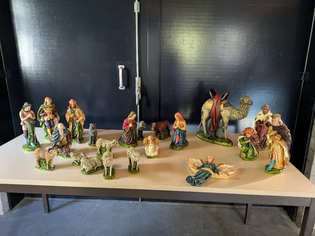 Kerst,  mooie oude kerststal beelden, Diversen, Ophalen, Gebruikt