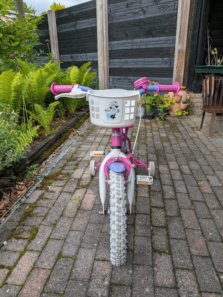 Volare Mini Mouse 12 inch kinderfiets, Fietsen en Brommers, Fietsen | Kinderfietsjes, Ophalen, Gebruikt, Minder dan 16 inch, Zijwieltjes