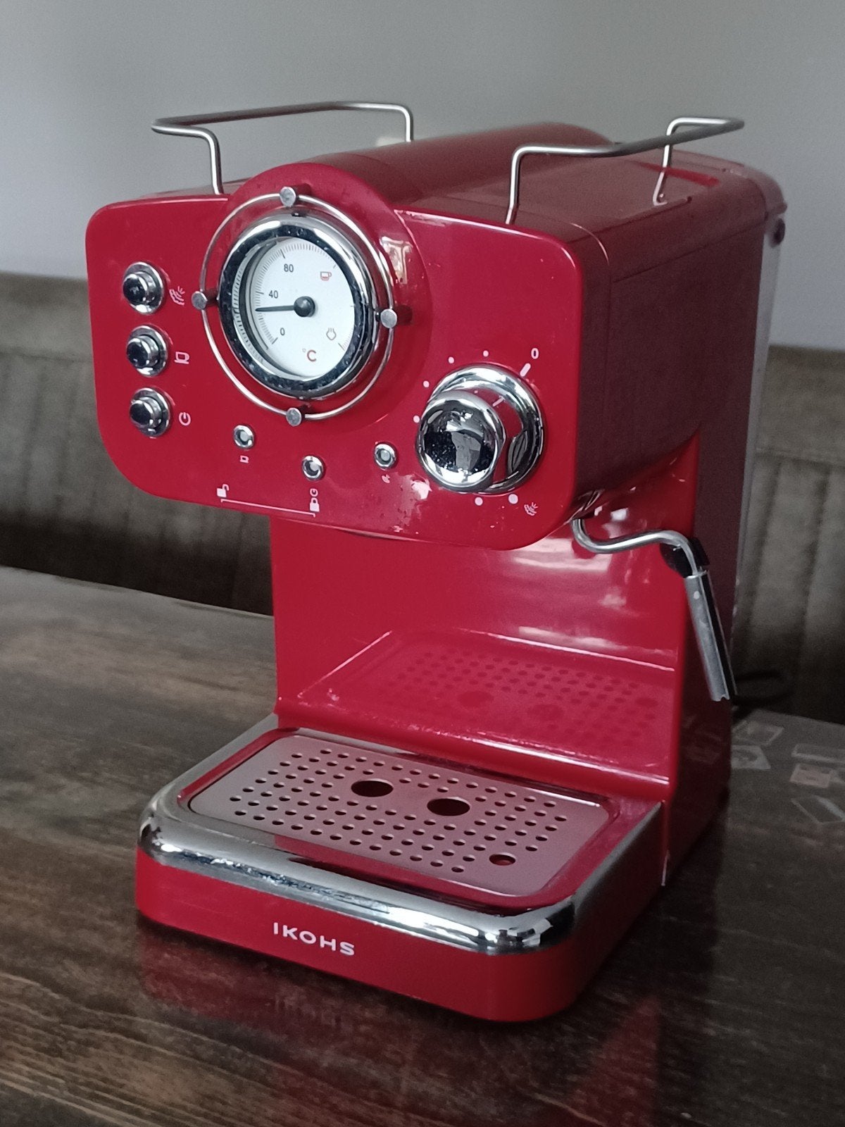 Retro koffiezetapparaat rood IKOHS, Gebruikt, Koffiemachine, Gemalen koffie, Ophalen of Verzenden