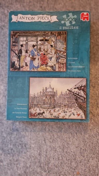 ANTON PIECK puzzel (de kruidenier/de schreierstoren)⁹, Ophalen of Verzenden, 500 t/m 1500 stukjes, Gebruikt, Legpuzzel