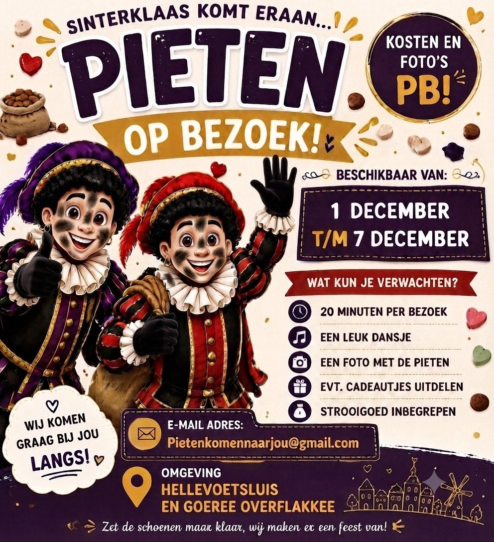 Vrolijke Pieten beschikbaar van 1 t/m 7 december!, Diversen, Ophalen, Nieuw