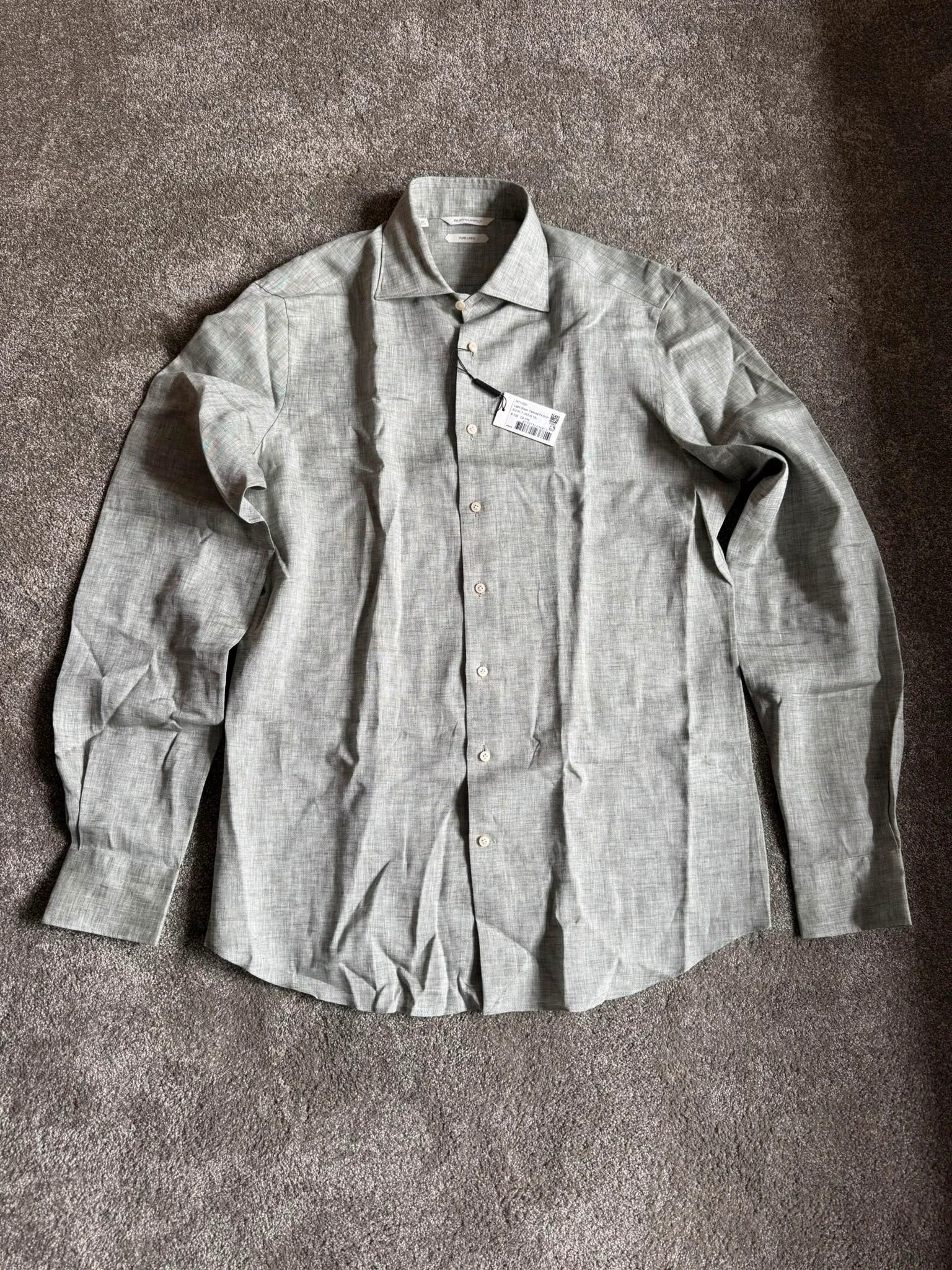 Suitsupply linnen overhemd lichtgroen maat 41 - nieuw, Ophalen of Verzenden, Nieuw, Groen, Halswijdte 41/42 (L)