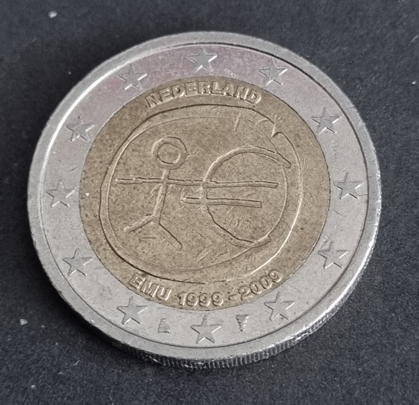2 Euro Herdenkingsmunt Nederland EMU 1999-2009, Verzenden, Overige landen, 2 euro, Losse munt