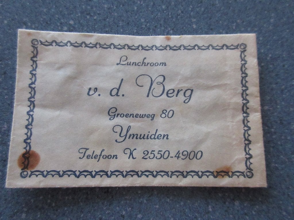 IJmuiden, lunchroom v.d. Berg, Verzenden, Nederland