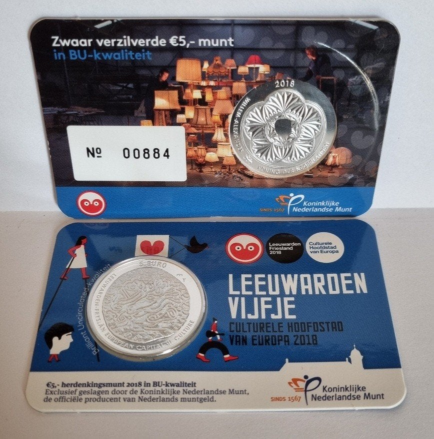 5 Euro coincard 2018 Leeuwarden Vijfje – BU kwaliteit, Ophalen of Verzenden, Koningin Beatrix, Euro's