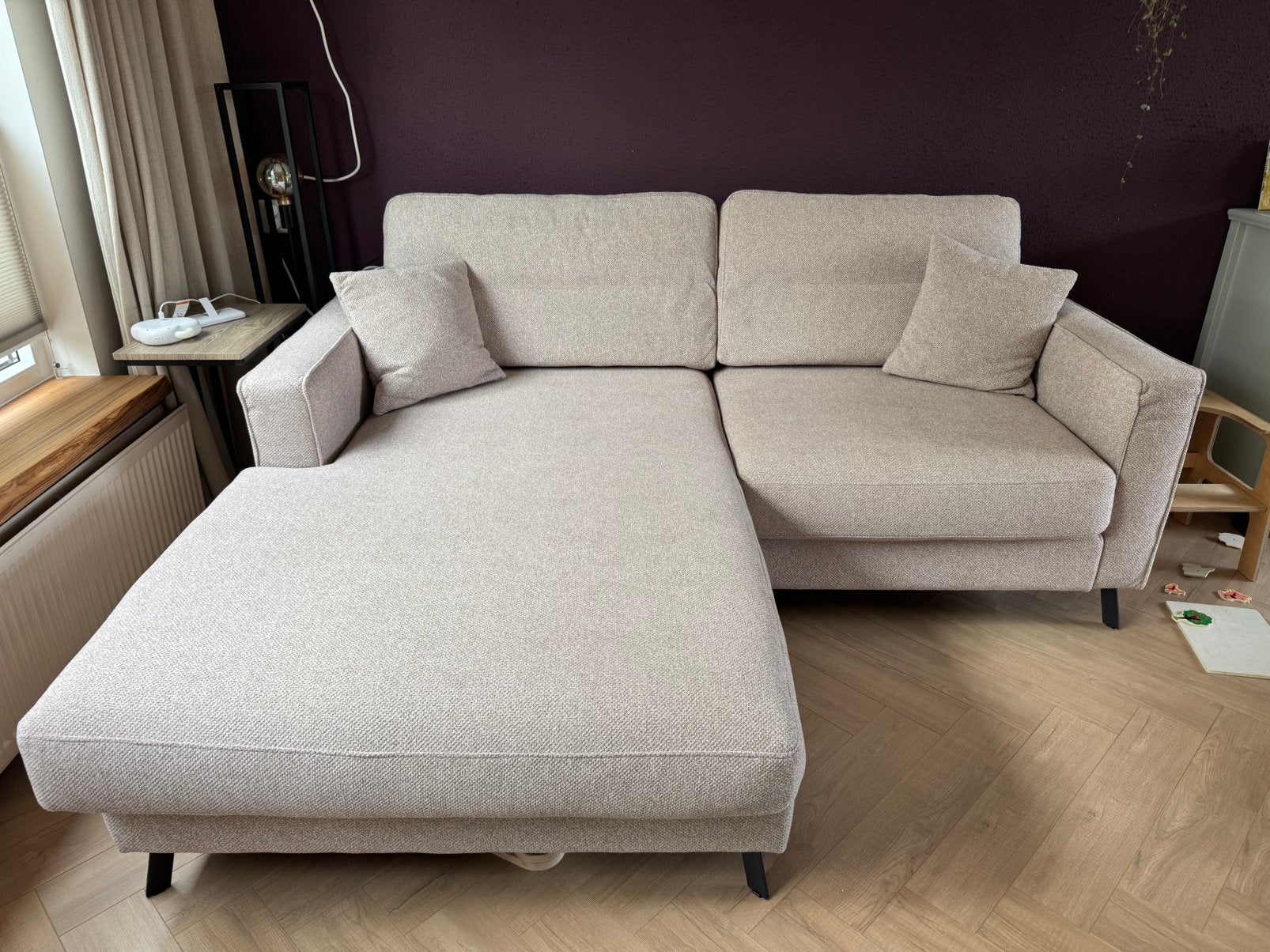 Bank beige grijs, Ophalen, Zo goed als nieuw, 200 tot 250 cm, Vierpersoons of meer