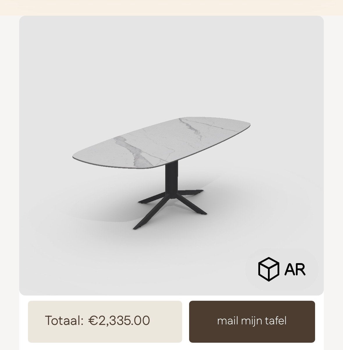 DYYK deens ovale eetafel met keramiek marmer blad 240 / 100, Ophalen, Glas, 50 tot 100 cm, Vijf personen of meer