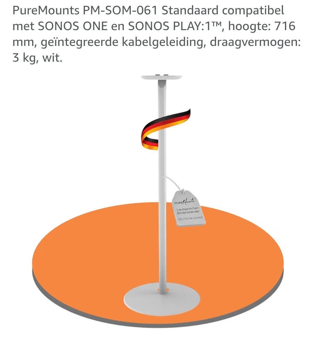 PureMounts PM-SOM-061 Speakerstandaard voor Sonos One/Play:1, Audio, Tv en Foto, Luidsprekers, Ophalen of Verzenden, Zo goed als nieuw