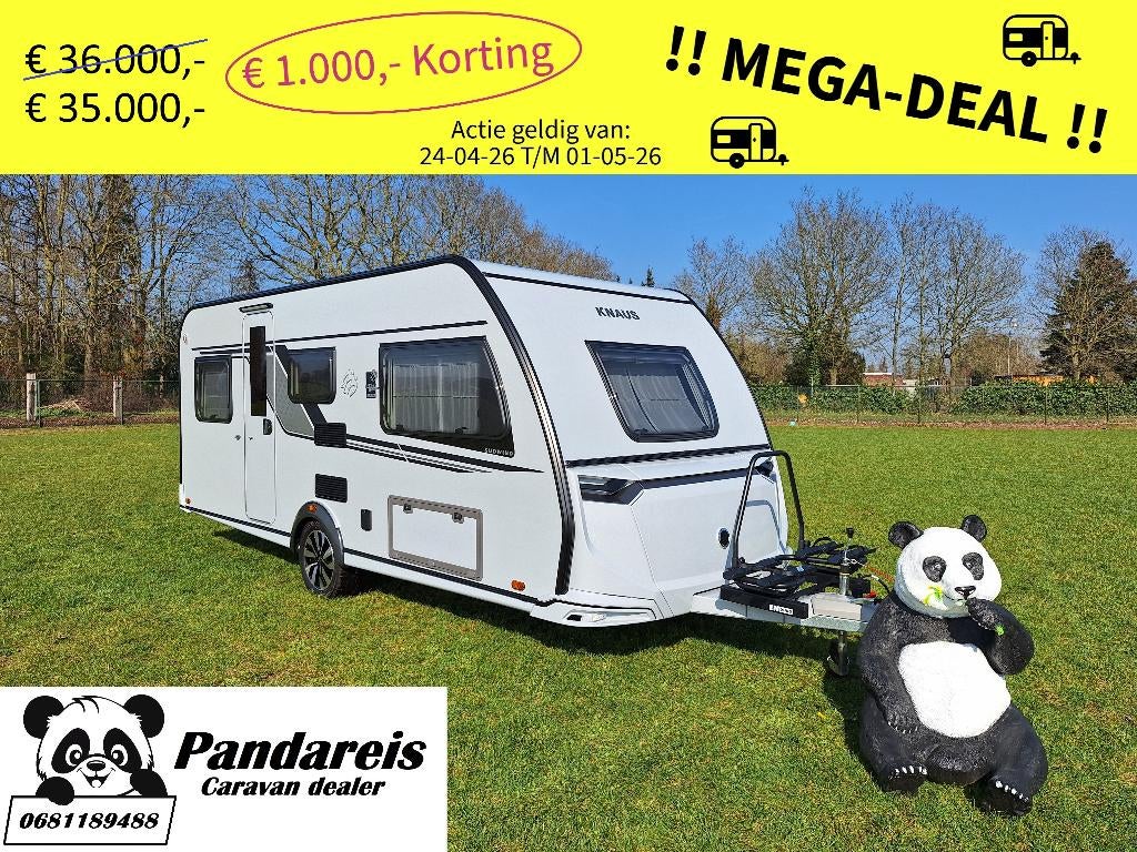 Knaus Südwind 500 EU MOVER + LITHIUM ACCU + FIETSENDRAGER, Caravans en Kamperen, Rondzit, Bedrijf, 2 aparte bedden, 4 tot 5 meter