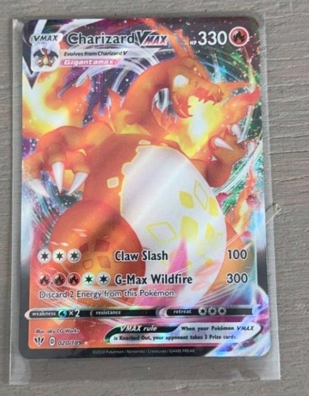 Pokémon Kaart Charizard VMAX 020/189 Gigantamax, Ophalen, Zo goed als nieuw, Losse kaart