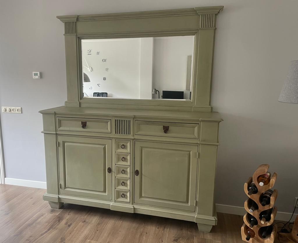 Dressoir met spiegel, Ophalen, Gebruikt, 25 tot 50 cm, Met deur(en)