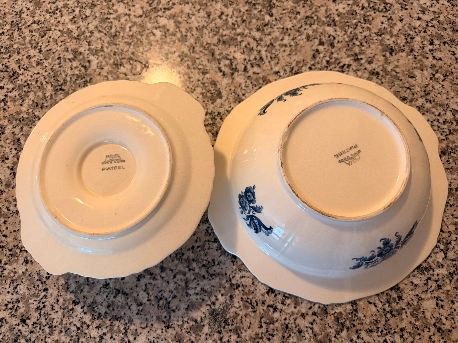 Vintage Mosa Maastricht Sauskom en Schaal - Blauw Decor, Ophalen of Verzenden
