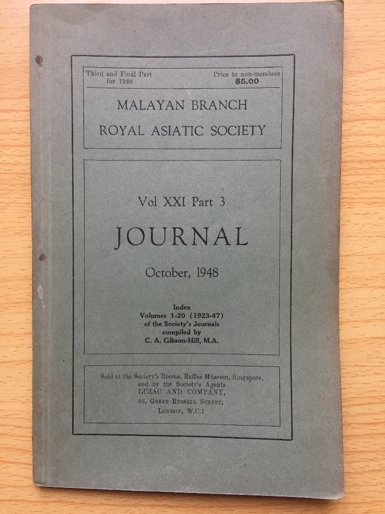 Index JMBRAS 1-20, 1923-1947, Boeken, Ophalen of Verzenden, Gelezen, C.A. Gibson-Hill