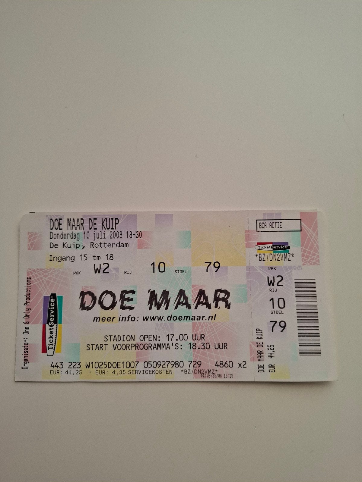 Originele entreekaart DOE MAAR Rotterdam 2008, Ophalen of Verzenden, Zo goed als nieuw, Foto of Kaart