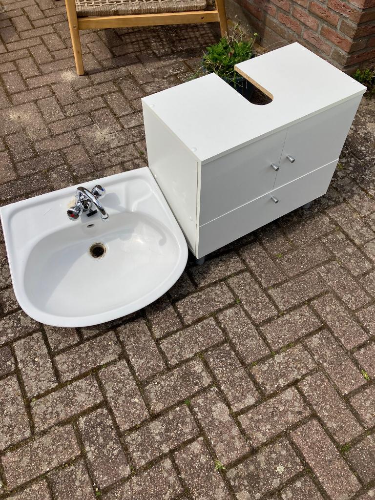 Wastafel met kraan (Geen kast/badmeubel), Doe-het-zelf en Verbouw, Sanitair, Ophalen, Gebruikt, Wastafel