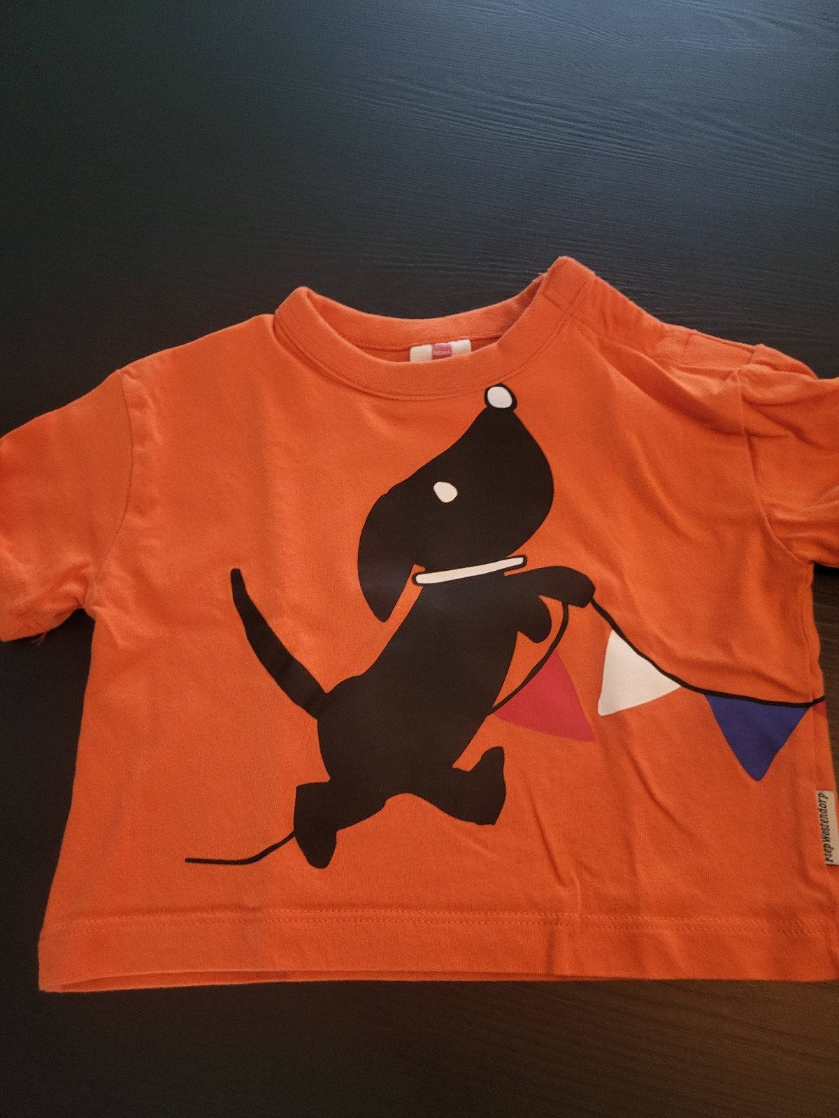 Hema T-shirt met hondje en vlaggetjes - Maat 68, Gebruikt, Jongetje of Meisje, Ophalen of Verzenden, Hema