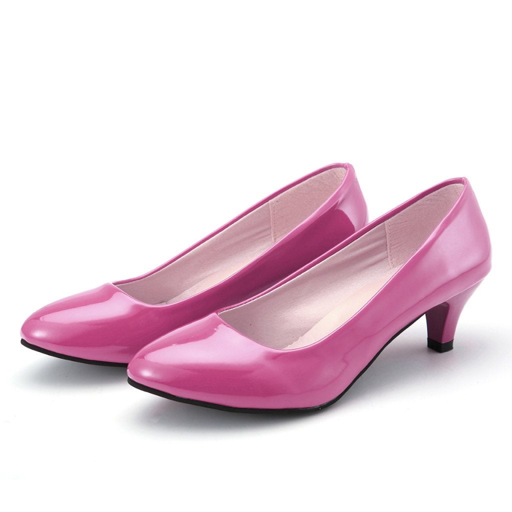 Roze lak pumps lage hakken dames vrouwen glimmende metallic, Verzenden, Nieuw, Roze, Pumps