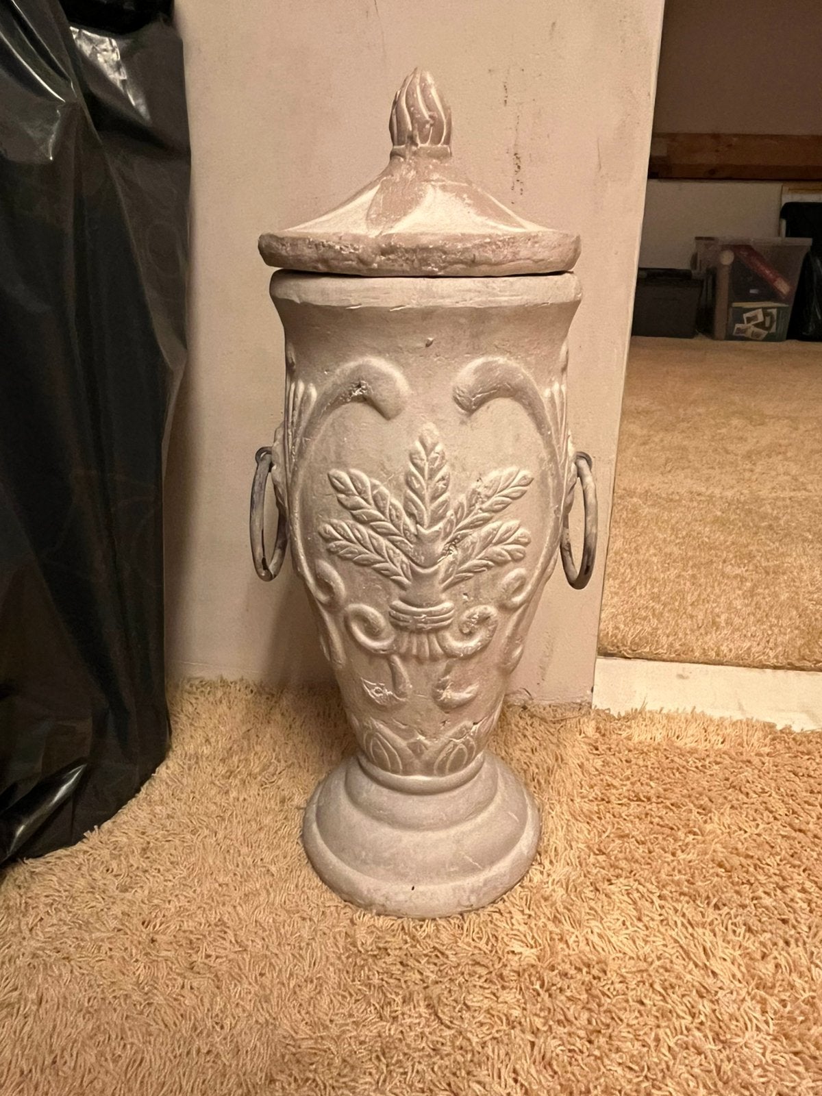 2 x Mooie pot met deksel creme/grijs, Ophalen, Overige kleuren, 47 cm, Zo goed als nieuw