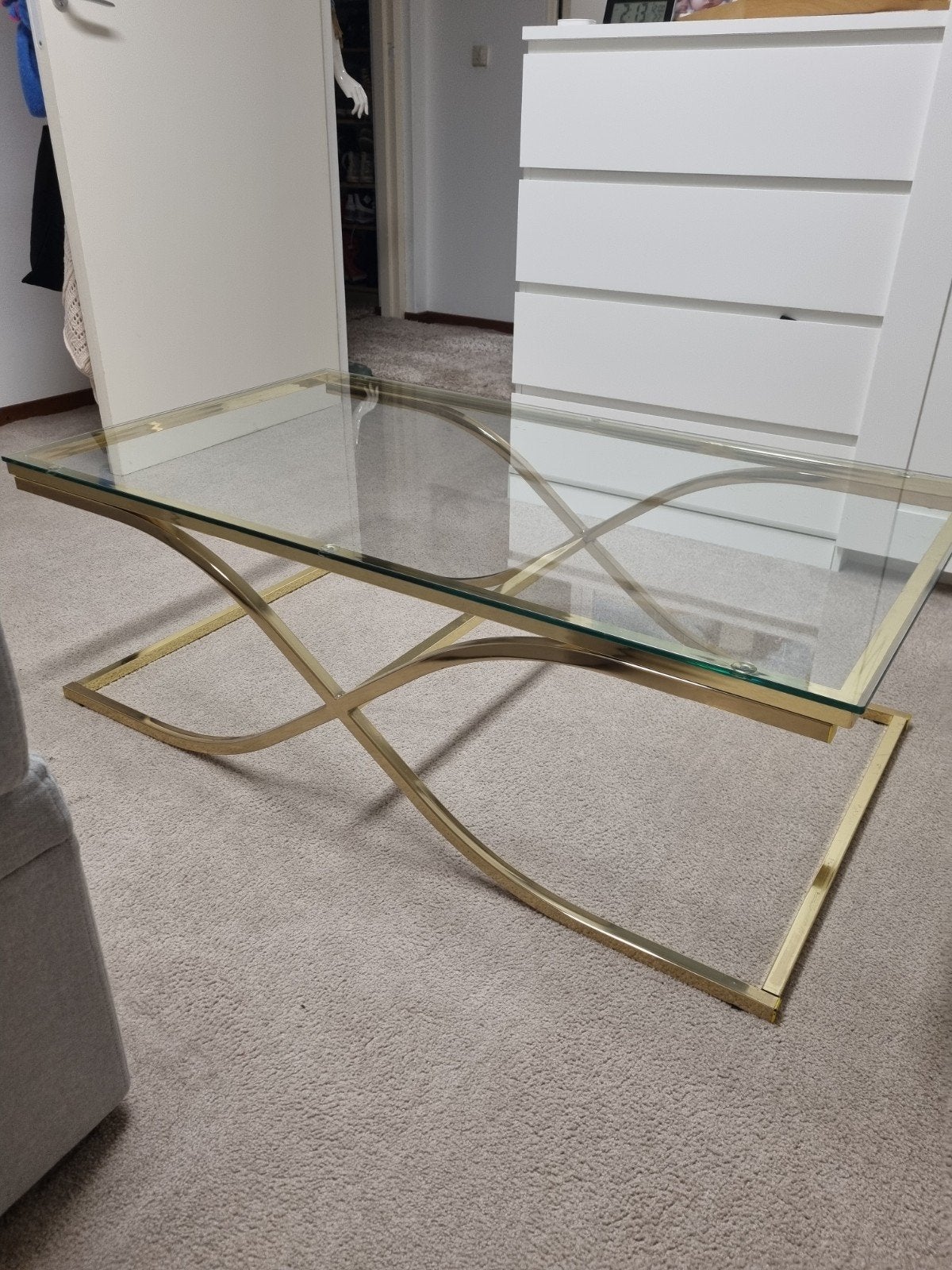 Prachtige gouden salontafel in topstaat, Huis en Inrichting, Tafels | Salontafels, Ophalen, 100 tot 150 cm, 50 tot 100 cm, Glas