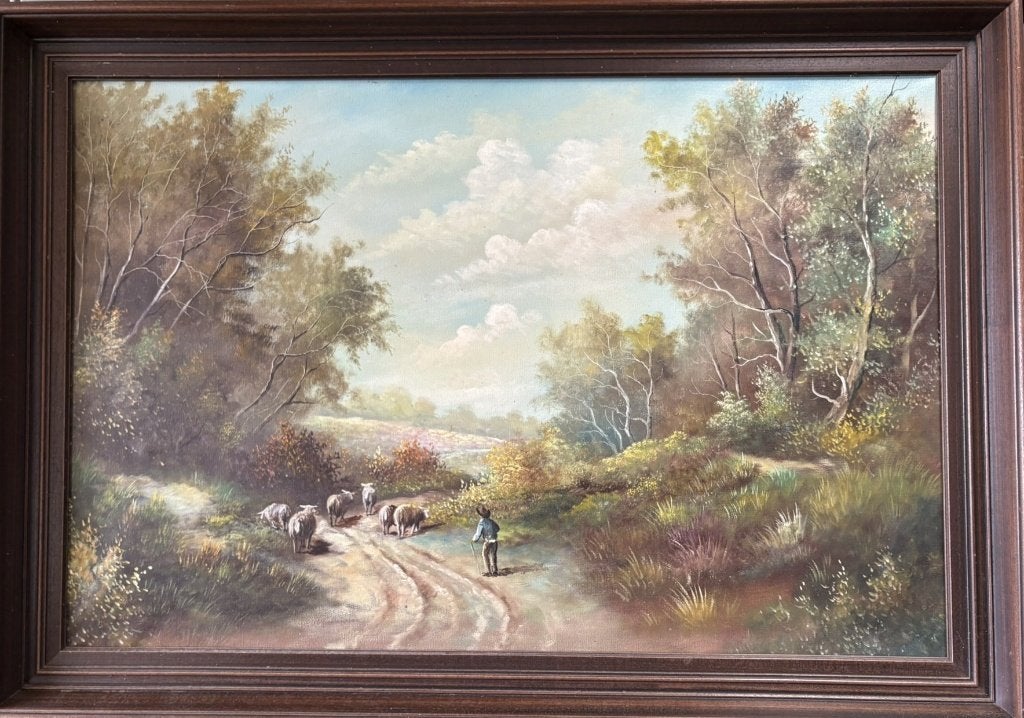 Schilderij Natuur Landschap met lijst, Huis en Inrichting, Woonaccessoires | Schilderijen, Tekeningen en Foto's, Ophalen, 50 – 75