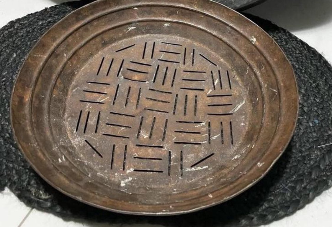 Nieuw Dienblad schaal brocante landelijk sober metaal bruin, Ophalen of Verzenden