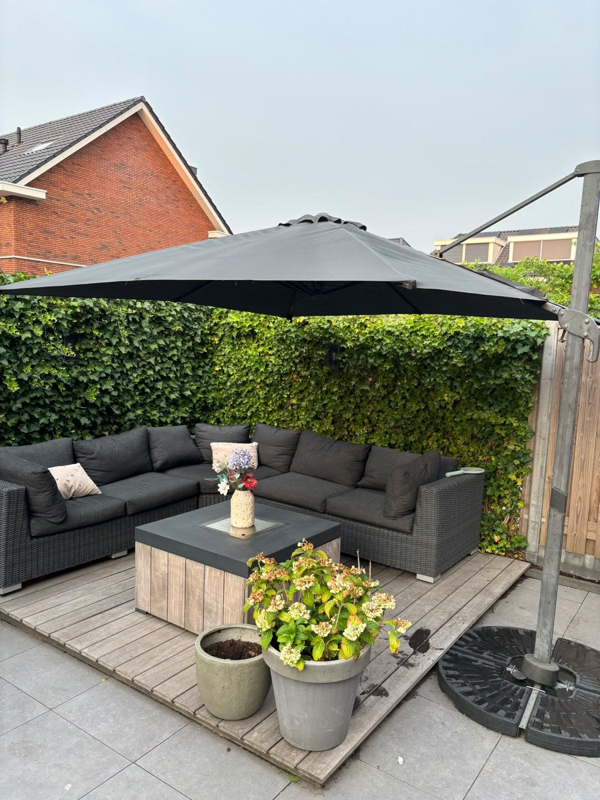 Zweefparasol 3x3 m, Tuin en Terras, Ophalen, Zo goed als nieuw, Zweefparasol