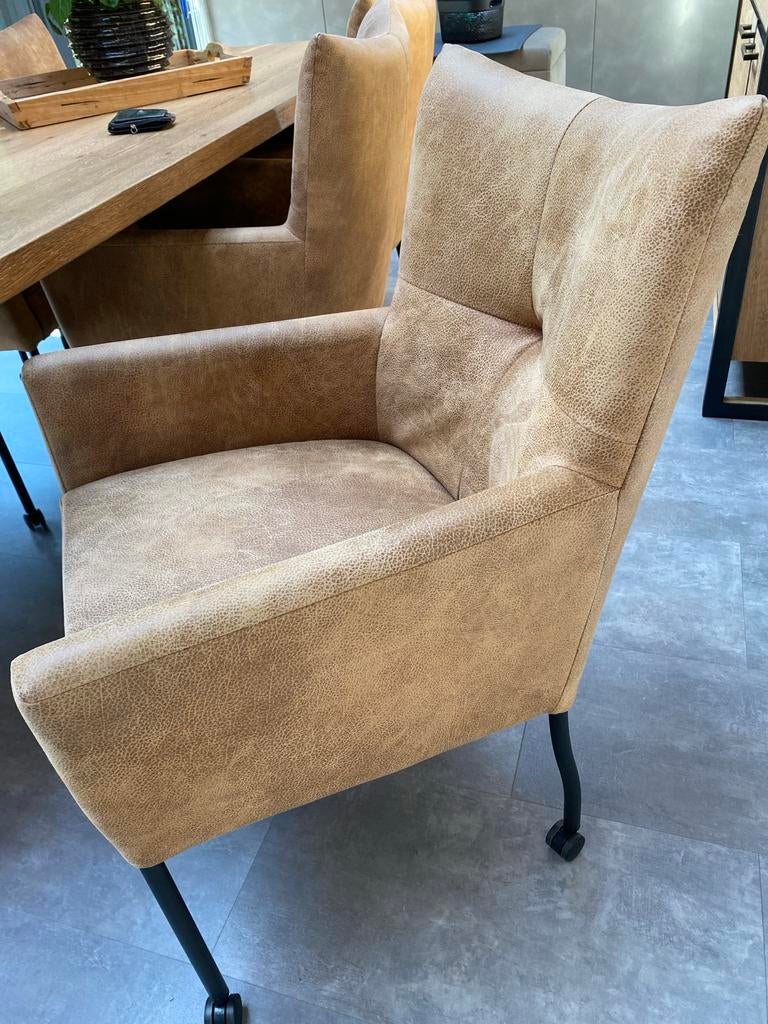 Eettafel 230x100 cm met 6 stoelen op wielen - ZGAN, Huis en Inrichting, Tafels | Eettafels, Ophalen, 100 tot 150 cm, Eikenhout