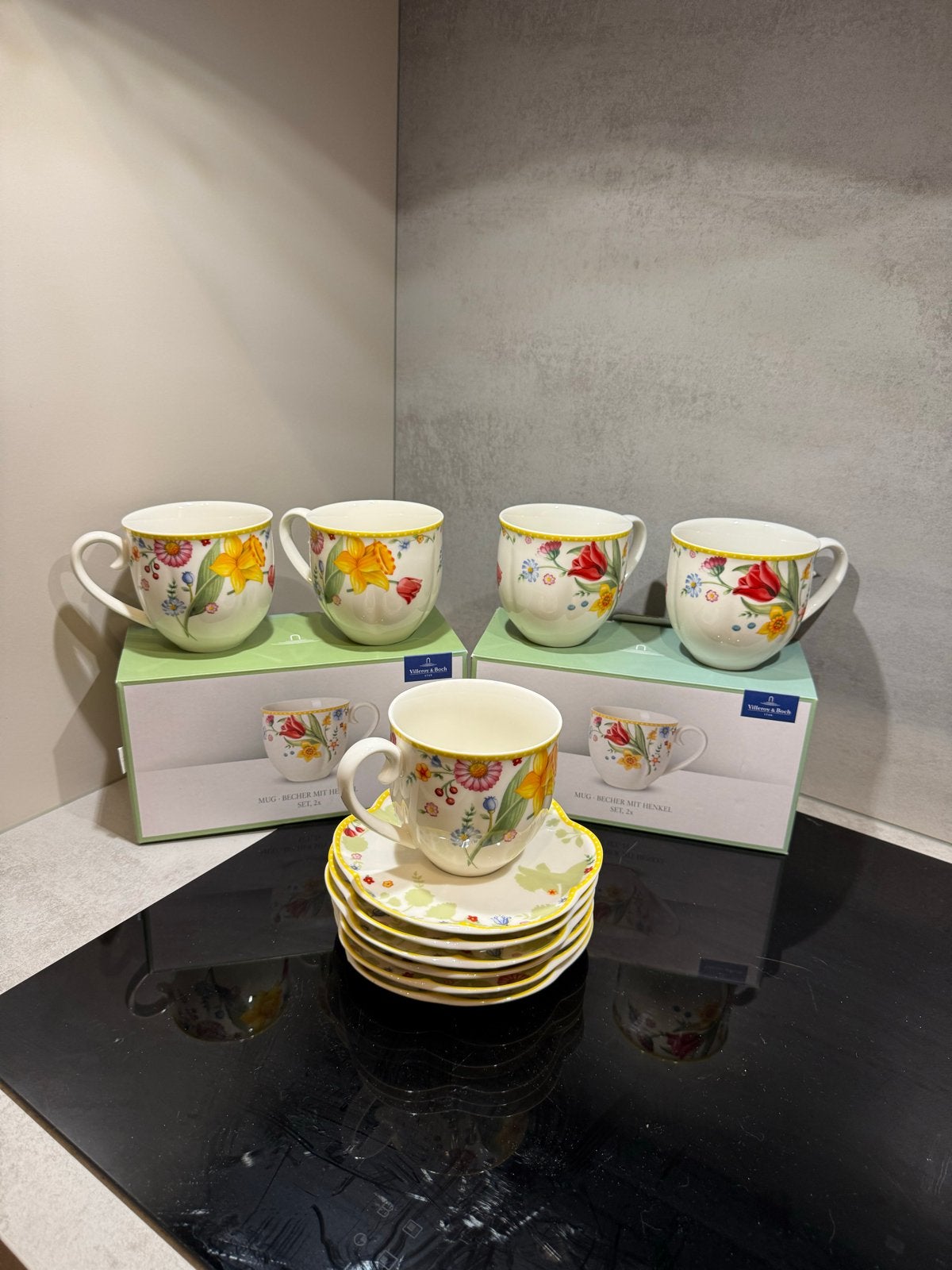 Villeroy & Boch Spring Awakening mokken en onderzetters, Keramiek, Zo goed als nieuw, Landelijk/Boerenbont, Villeroy & Boch