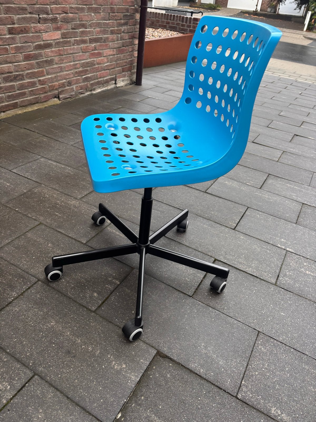 Blauwe bureaustoel met wielen, Huis en Inrichting, Ophalen, Gebruikt, Blauw, Bureaustoel